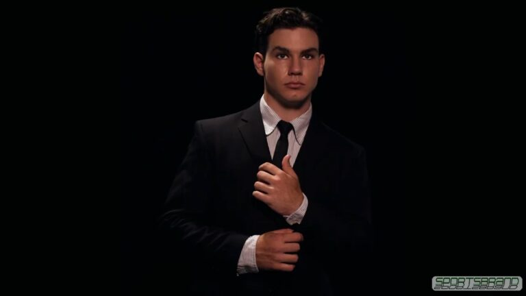 model shoot in suit at low key studio